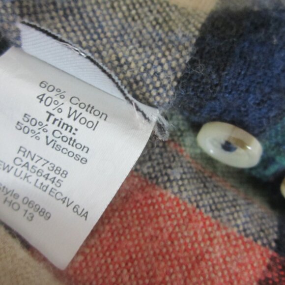 Wallace & Barnes Mens Medium Red Green Plaid Button Front Wool Blend Shirt M - Picture 7 of 9